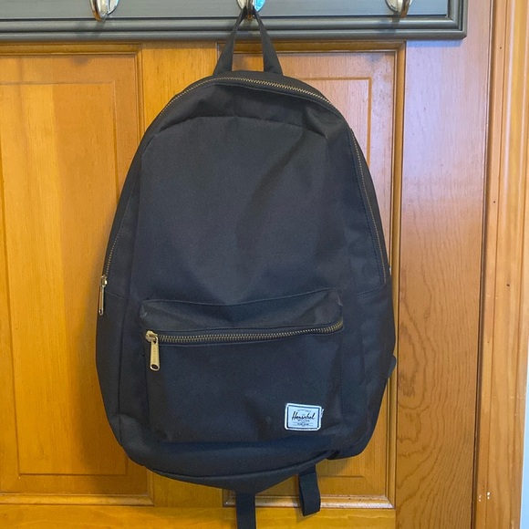 Herschel Supply Settlement Backpack Black Gold Zippers - Picture 2 of 9